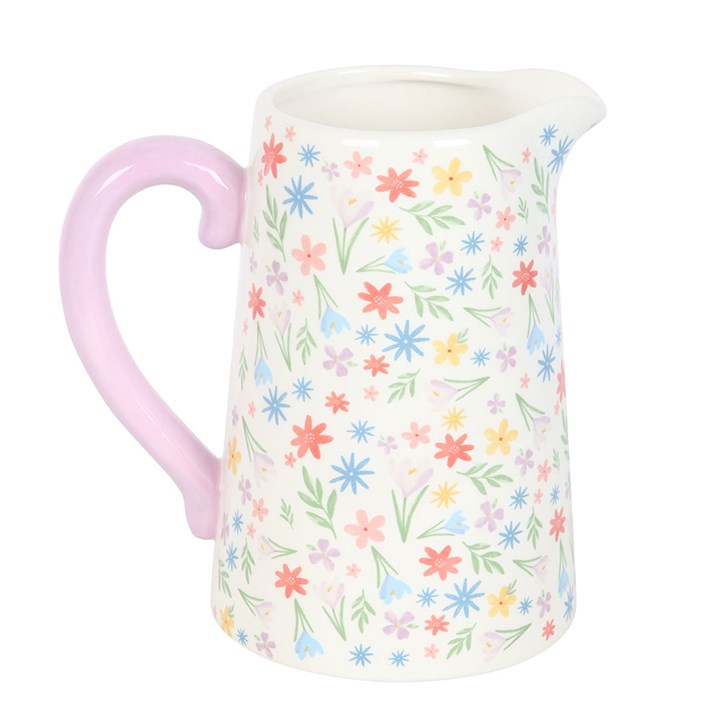 Spring Floral Print Ceramic Flower Jug - The Calm Qi