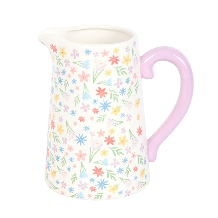Spring Floral Print Ceramic Flower Jug - The Calm Qi