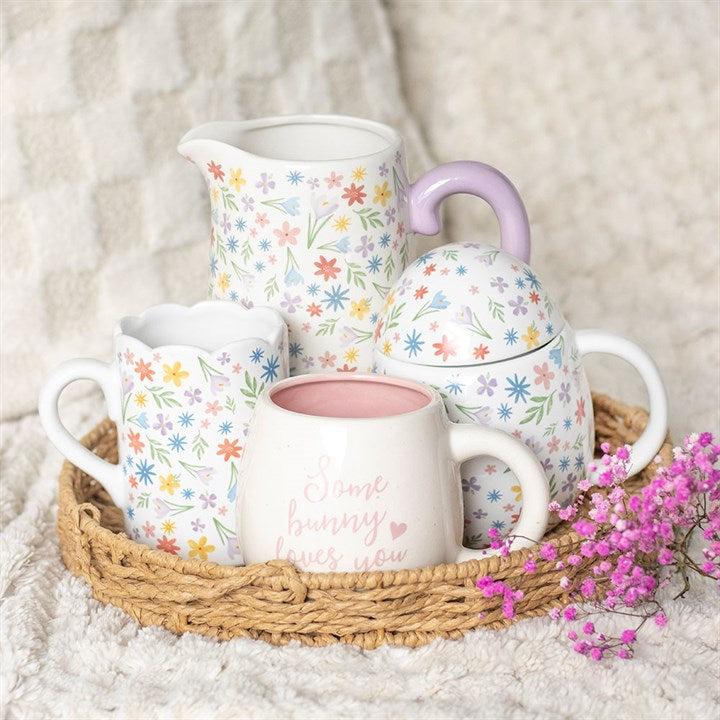 Spring Floral Print Ceramic Flower Jug - The Calm Qi