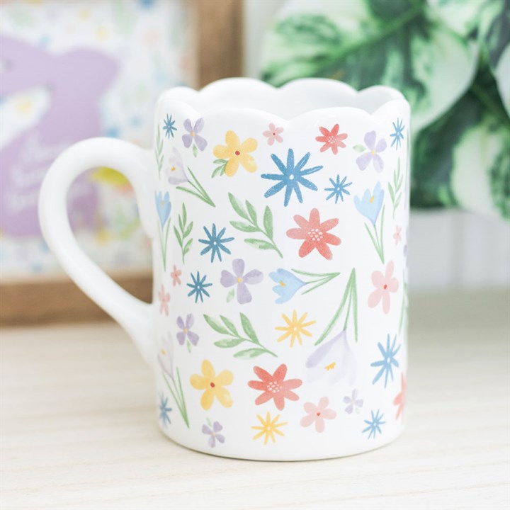 Spring Floral Print Scalloped Mug - The Calm Qi