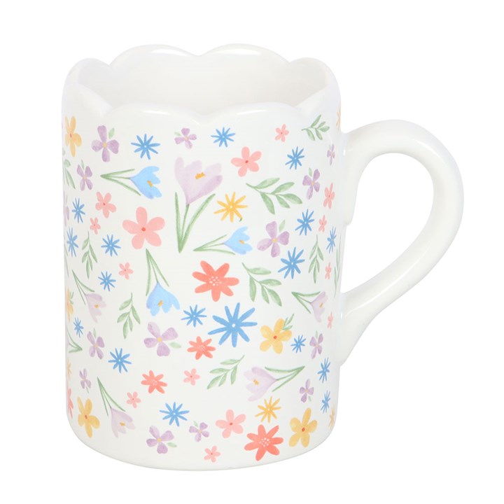Spring Floral Print Scalloped Mug - The Calm Qi