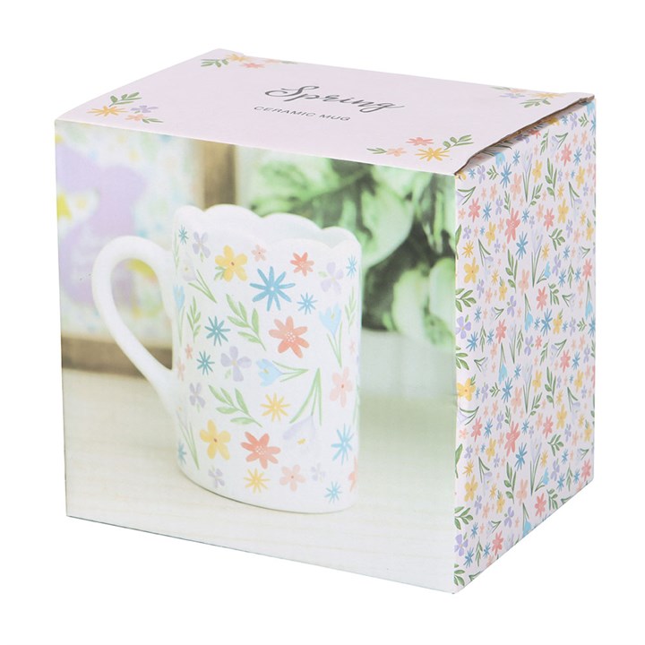 Spring Floral Print Scalloped Mug - The Calm Qi