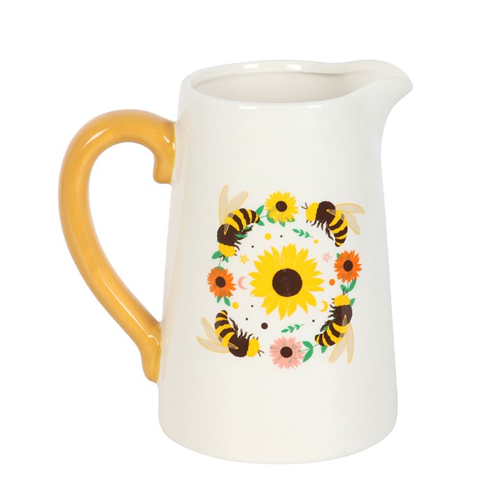 Summer Bee and Sunflower Ceramic Flower Jug - The Calm Qi