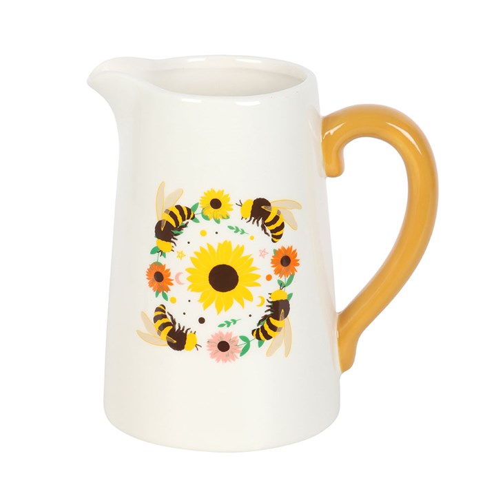 Summer Bee and Sunflower Ceramic Flower Jug - The Calm Qi