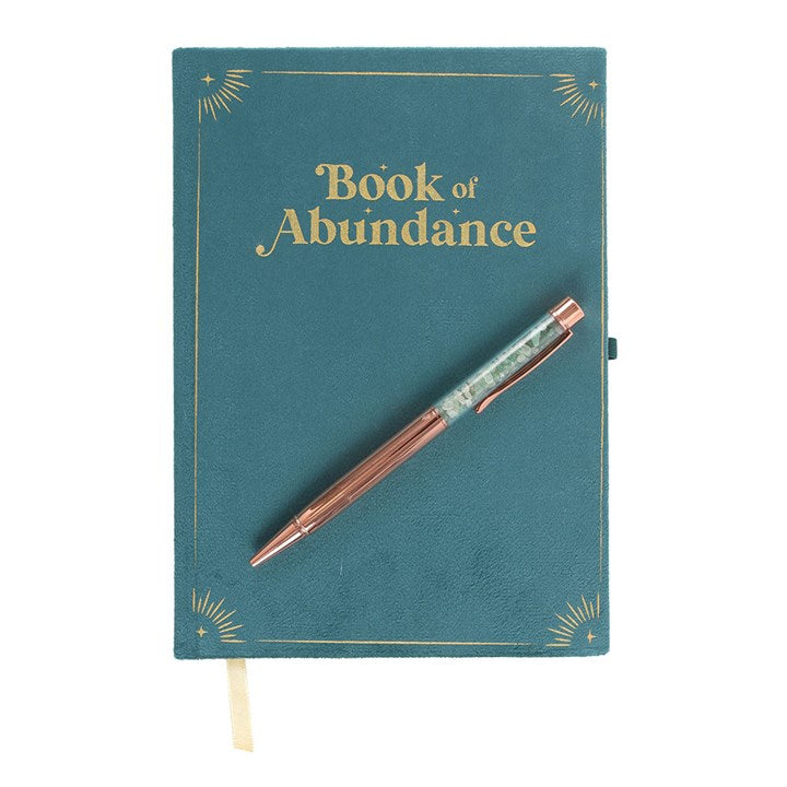 Book of Abundance Journal with Green Aventurine Crystal Pen - The Calm Qi