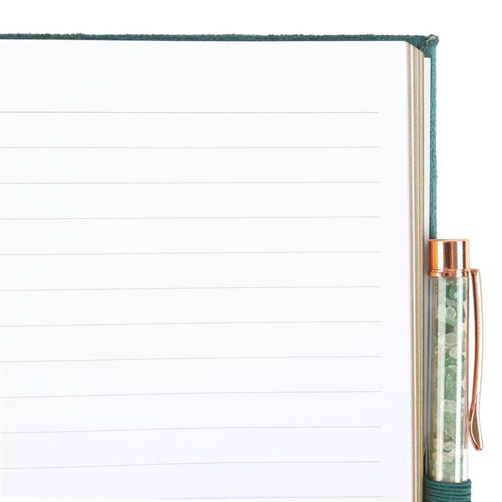 Book of Abundance Journal with Green Aventurine Crystal Pen - The Calm Qi