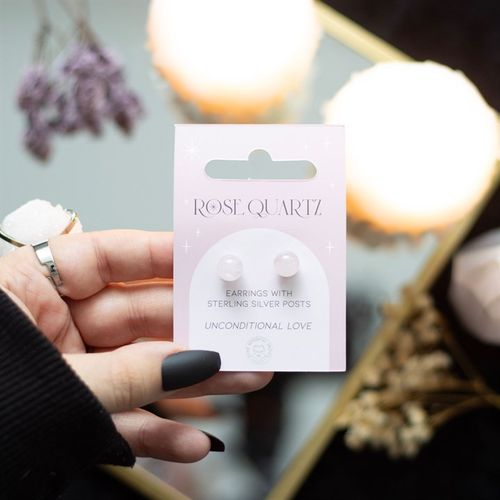 Rose Quartz Semi Precious Crystal Earrings - The Calm Qi