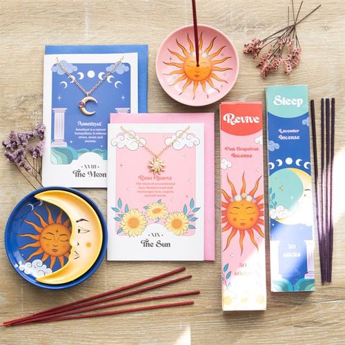 The Sun Celestial Rose Quartz Necklace Card - The Calm Qi