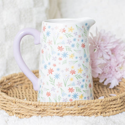 Spring Floral Print Ceramic Flower Jug - The Calm Qi