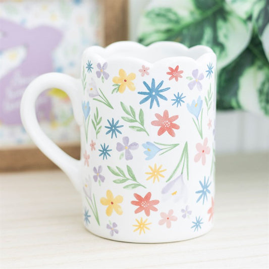 Spring Floral Print Scalloped Mug - The Calm Qi