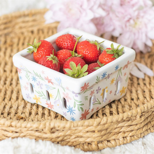 Spring Floral Print Ceramic Berry Basket - The Calm Qi