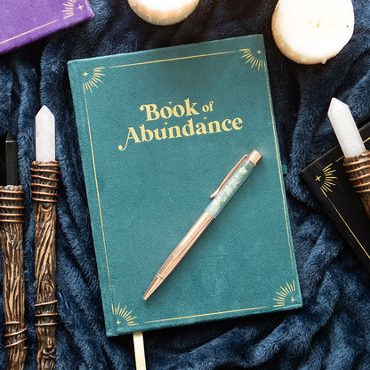 Book of Abundance Journal with Green Aventurine Crystal Pen - The Calm Qi