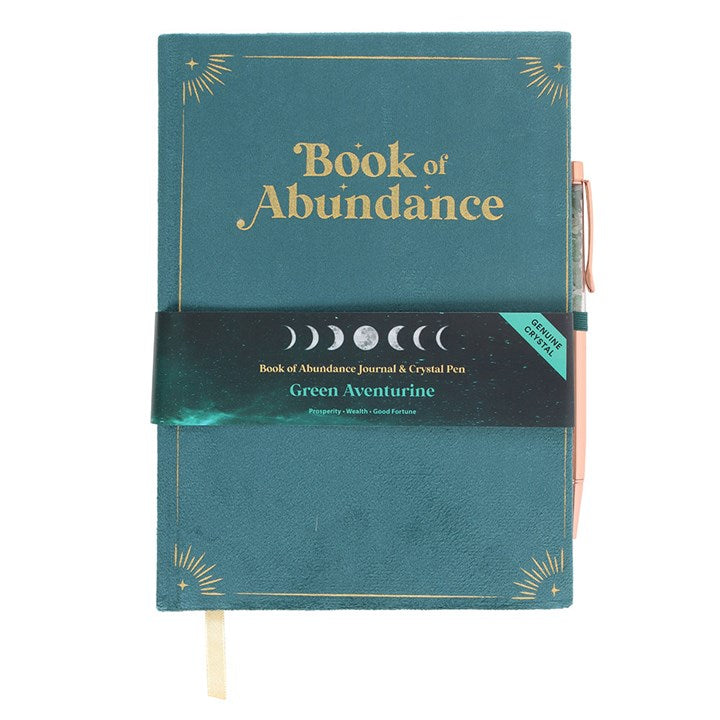 Book of Abundance Journal with Green Aventurine Crystal Pen - The Calm Qi