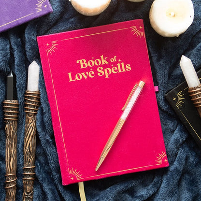Book of Love Spells Journal with Rose Quartz Crystal Pen - The Calm Qi
