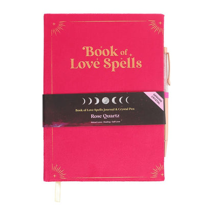 Book of Love Spells Journal with Rose Quartz Crystal Pen - The Calm Qi