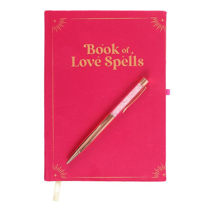 Book of Love Spells Journal with Rose Quartz Crystal Pen - The Calm Qi