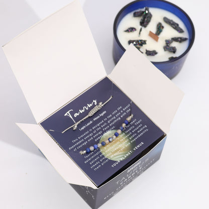 Zodiac Crystal Candle with Gemstone Bracelet - Taurus - The Calm Qi