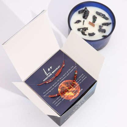 Zodiac Crystal Candle with Gemstone Bracelet - Leo - The Calm Qi